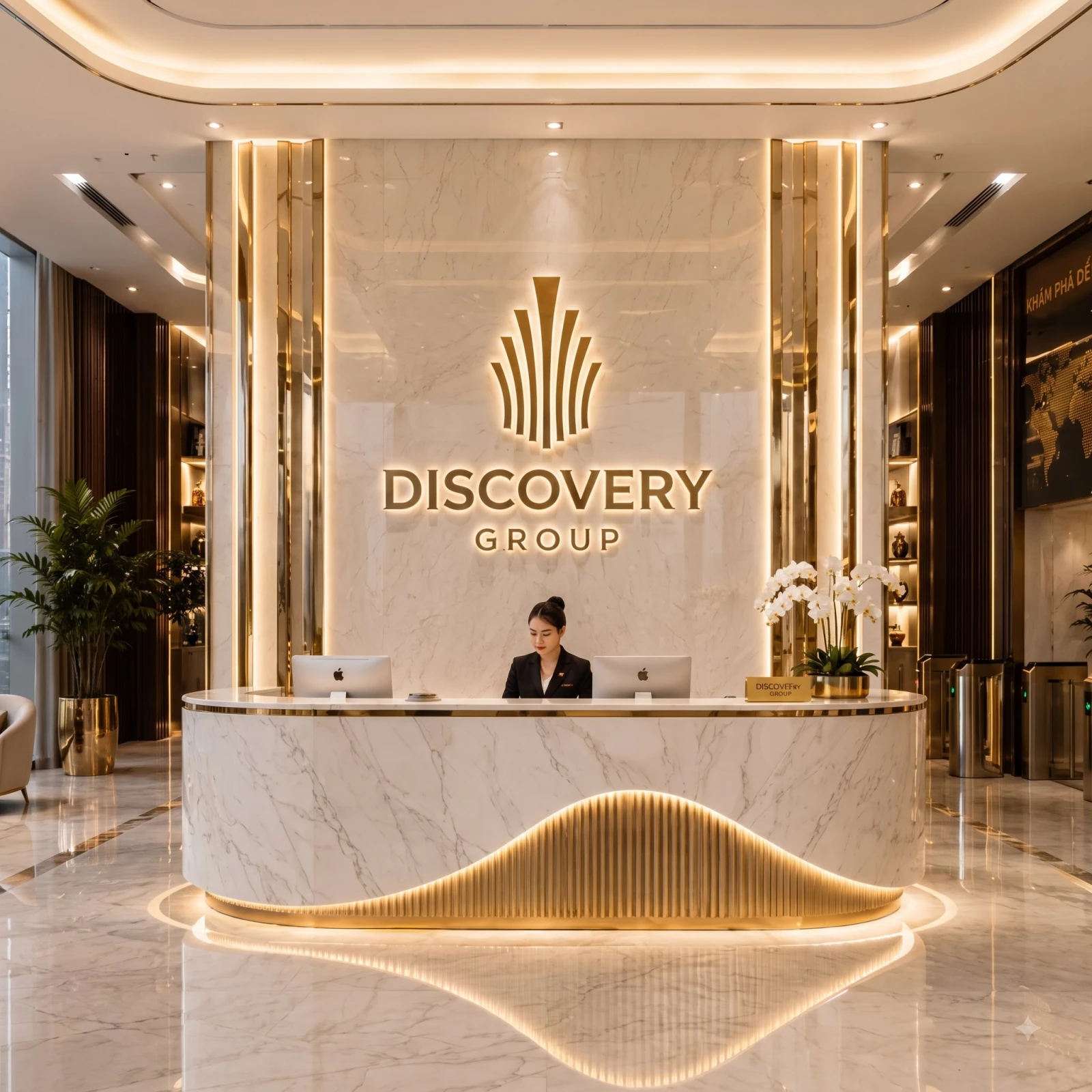 Khu vực lễ tân trụ sở Discovery Group